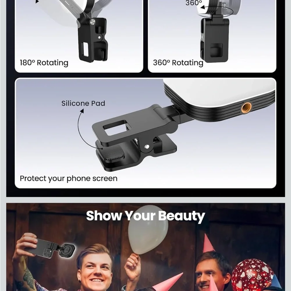 Smartphone Clip-On LED Light - Black